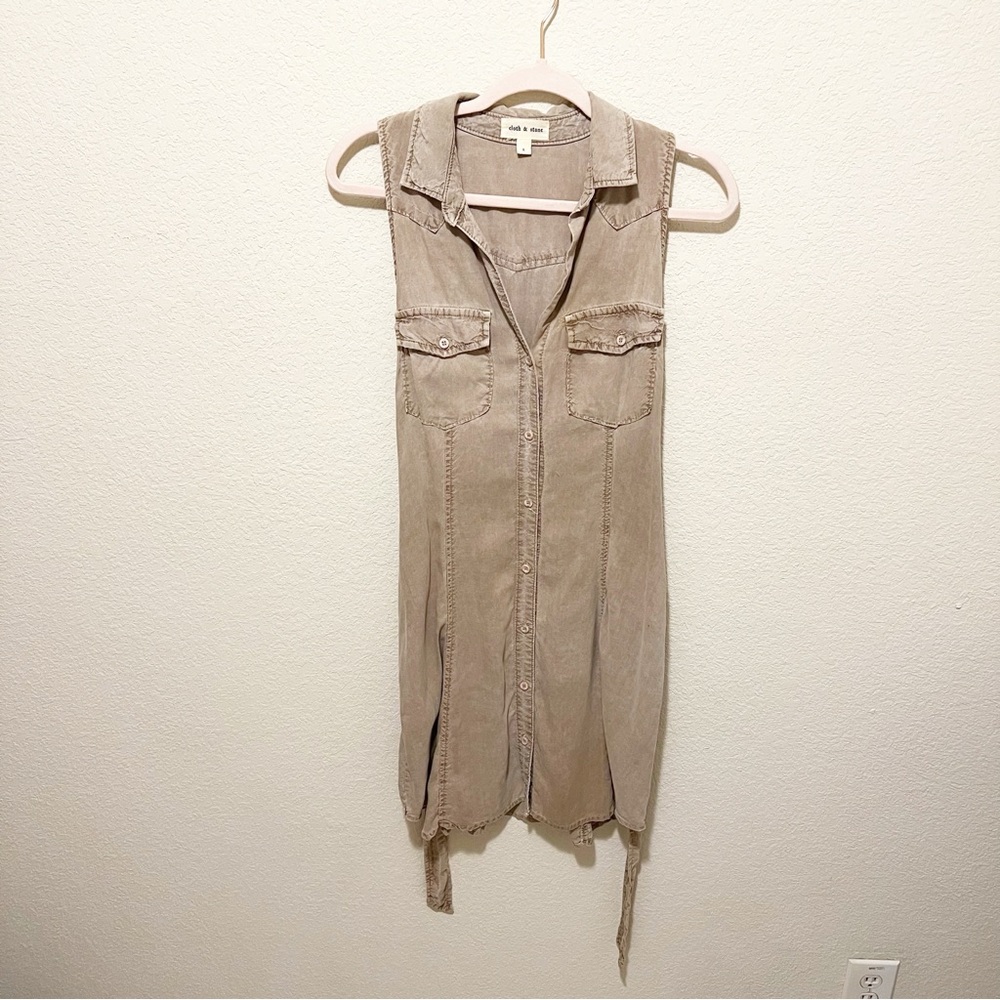 Cloth & Stone Brown Sleeveless Button Down Dress